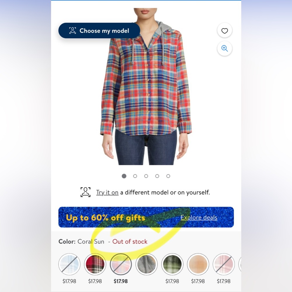 Walmart (Time and Tru) Women’s Hooded Flannel